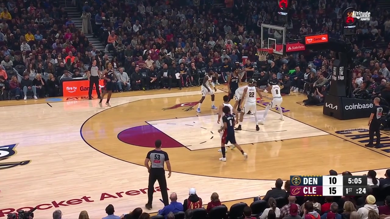 Jamal Murray is doing it all He rebounds over Jarrett Allen sprints the length of the floor backs down his defender and scores with a layup and a foul