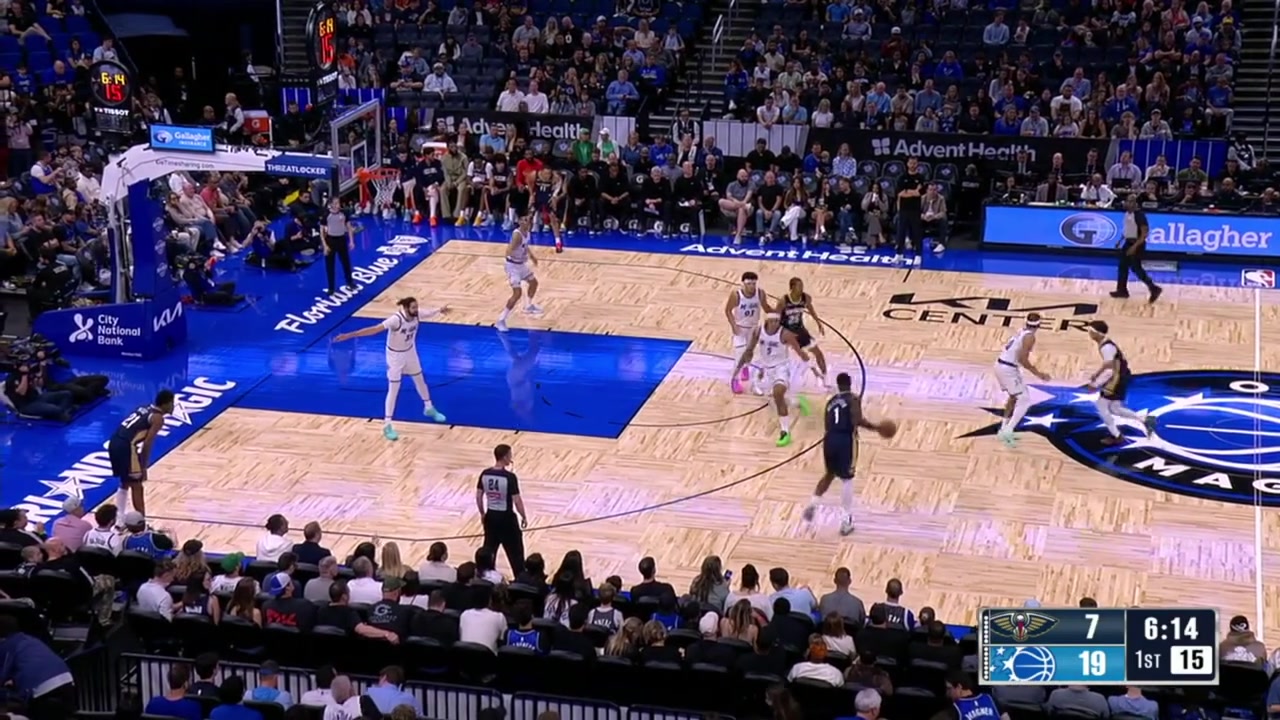 Trey Murphy III drives and finishes with a powerful dunk with replays