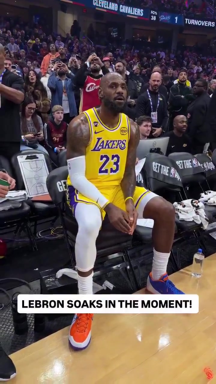 LeBron gets emotional after the Cavs played a tribute video for him