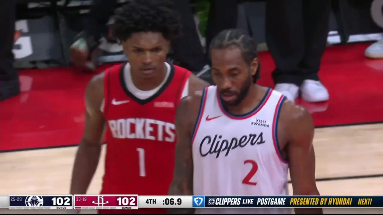 Kawhi Leonard hits the game-winning And-1 turnaround jumper against the Rockets with replays Tari Eason with a failed game-tying attempt as he was on the line anyway Clippers and Rockets commentaries