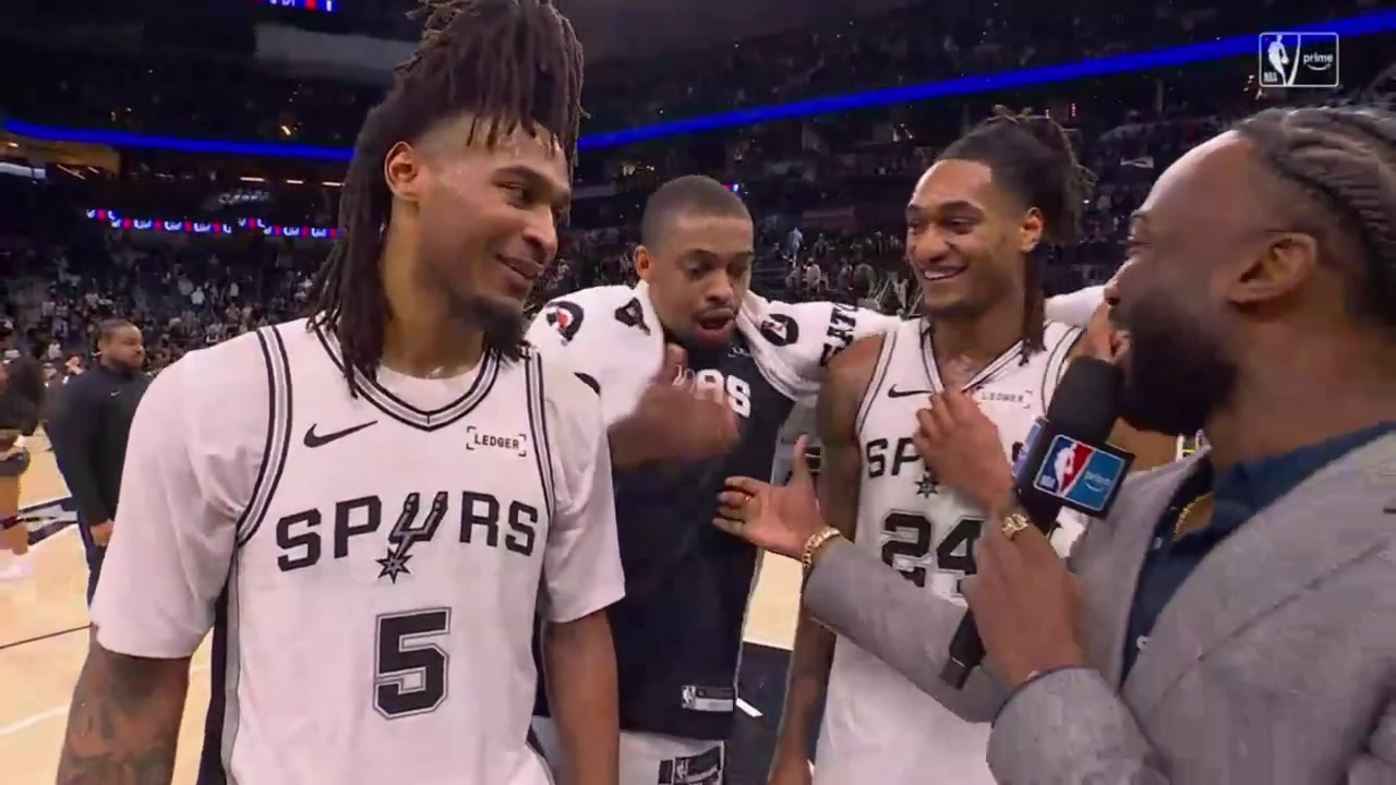 Keldon Johnson shouts out Stephon Castle for 1st team all defense in the post game interview