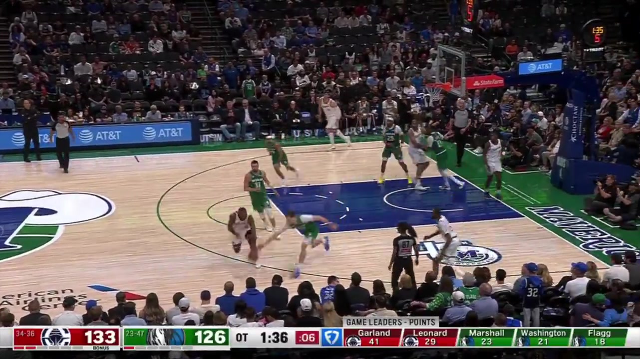 Kawhi Leonard with the dagger while double-teamed and off one leg
