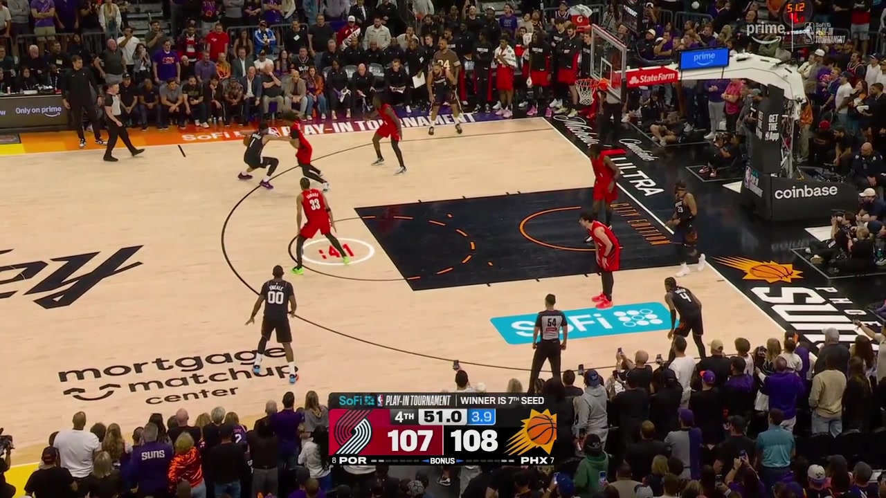 Devin Booker can't hit the circus shot and Avdija drives to the rim to retake the lead for the Blazers