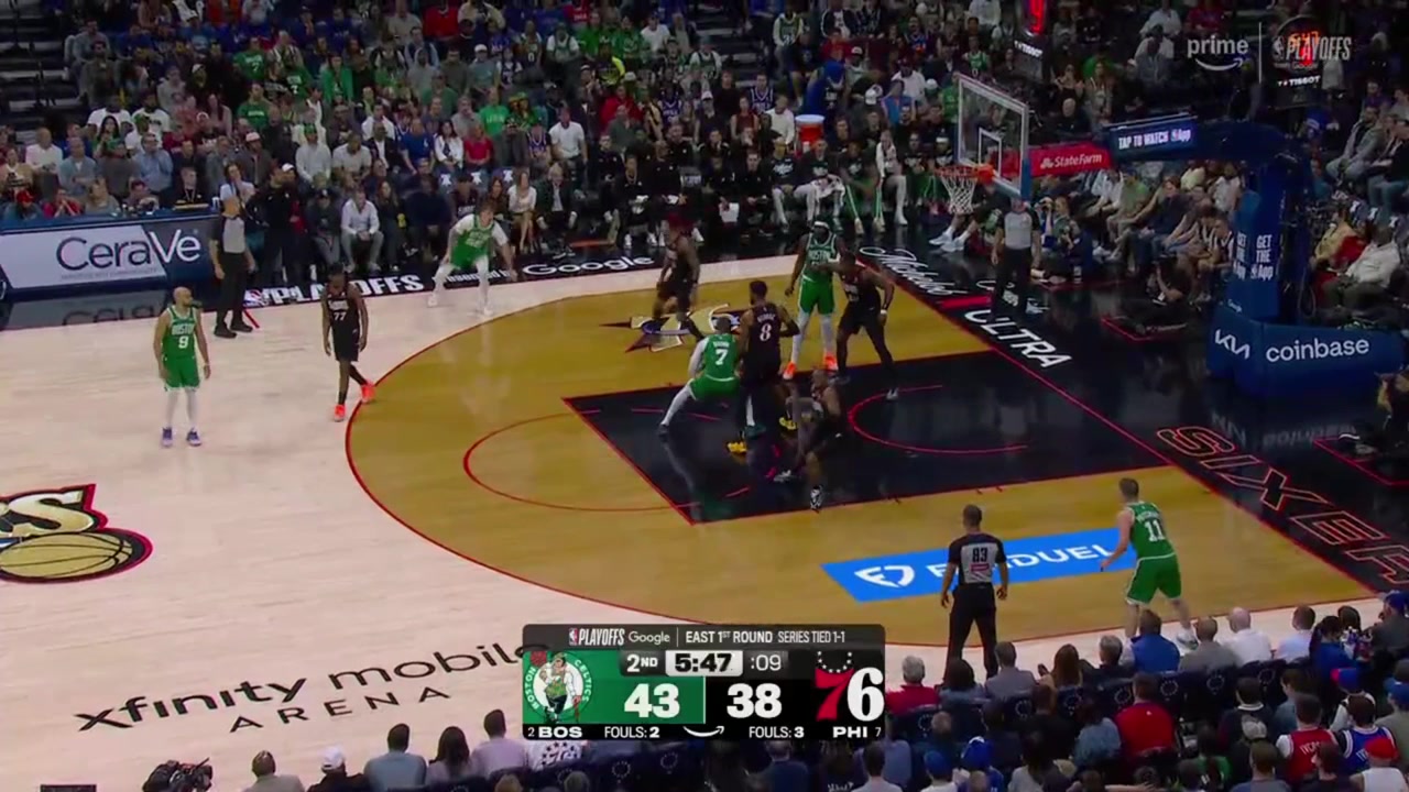 Injury Paul George takes an elbow to the groin from Jaylen Brown