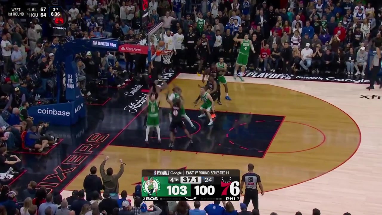 Tatum breaks the hearts of Sixers fans off a DWhite rebound with Replays