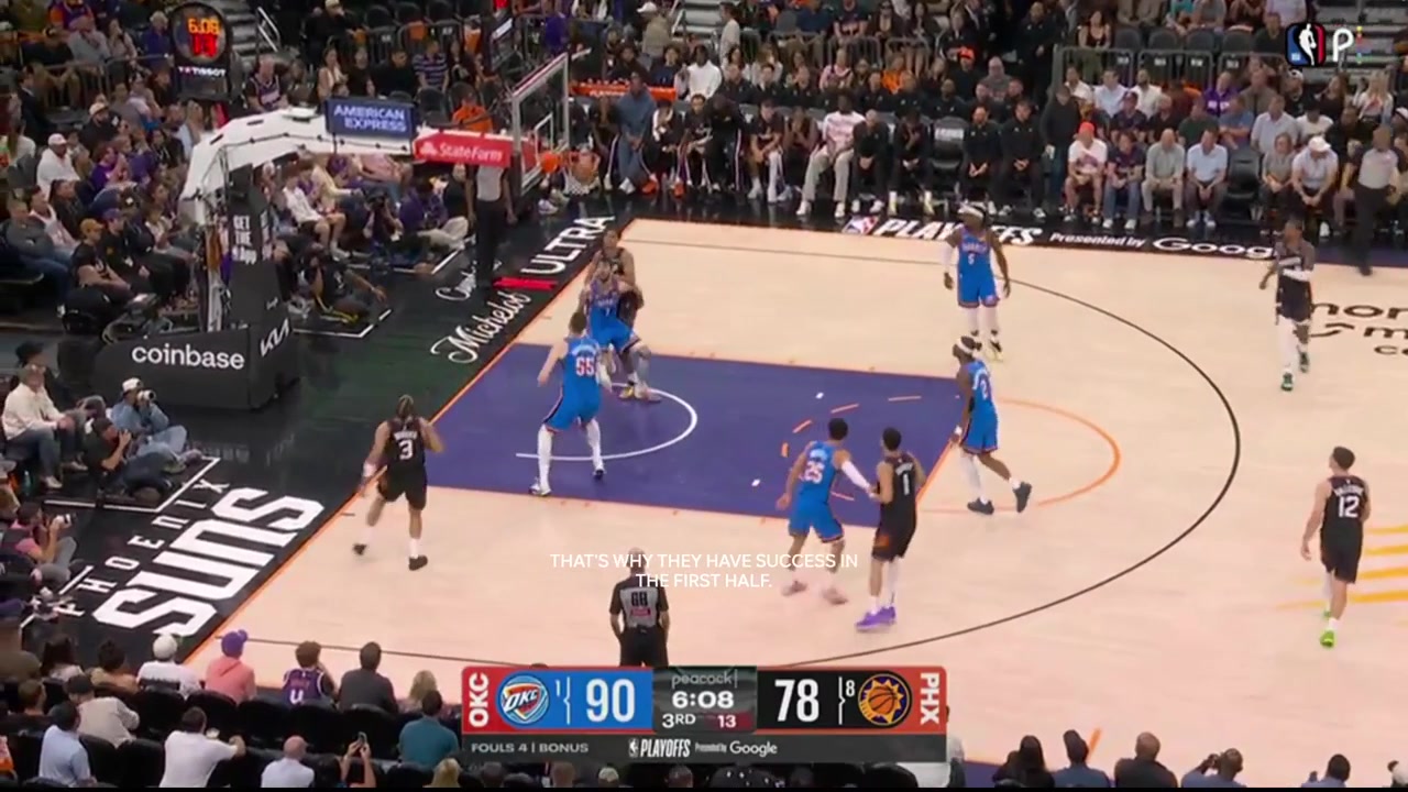 SGA goes coast to coast gets the and one to fall then stares down the Thunder bench