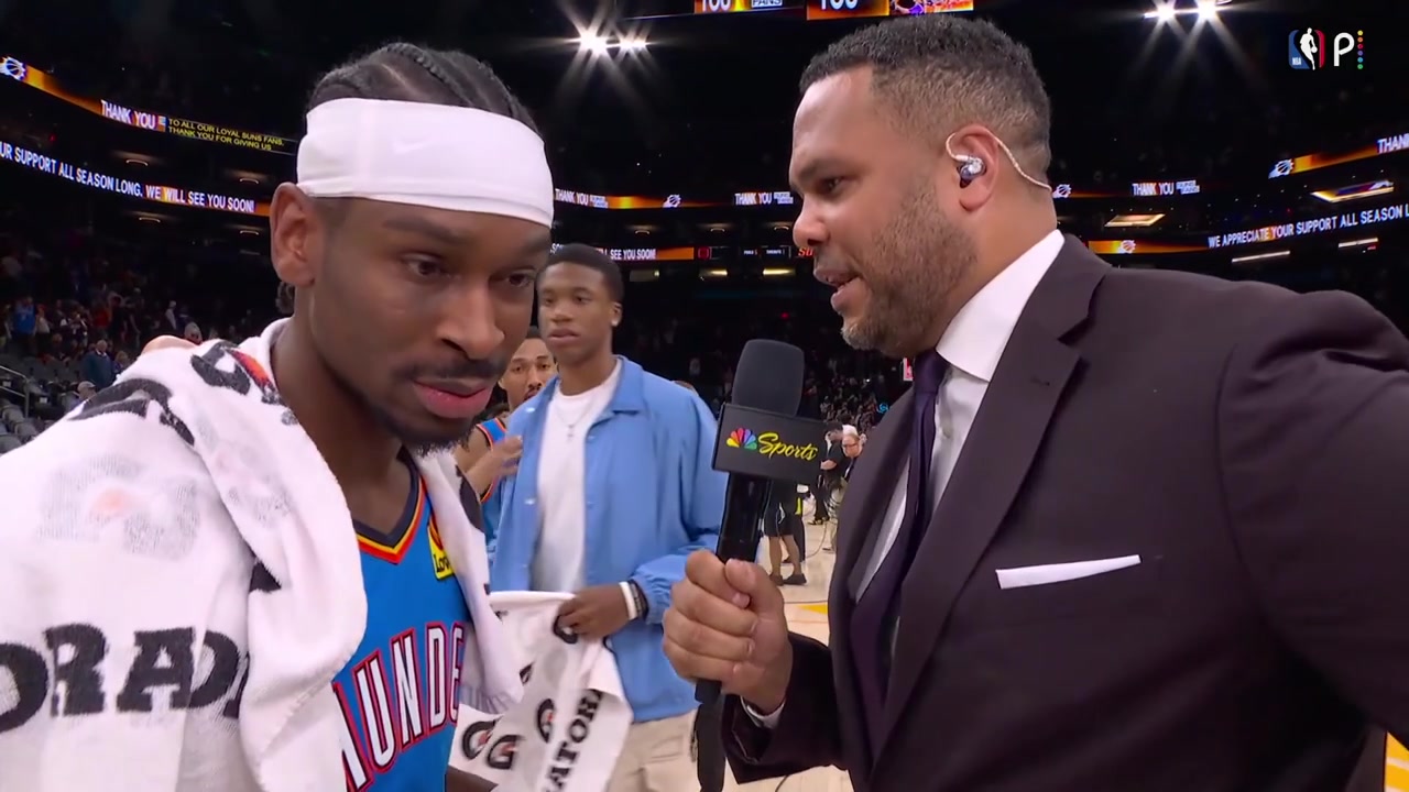 Shai Gilgeous-Alexander full postgame interview on the court after the Thunder sweep the 1st round against the Suns