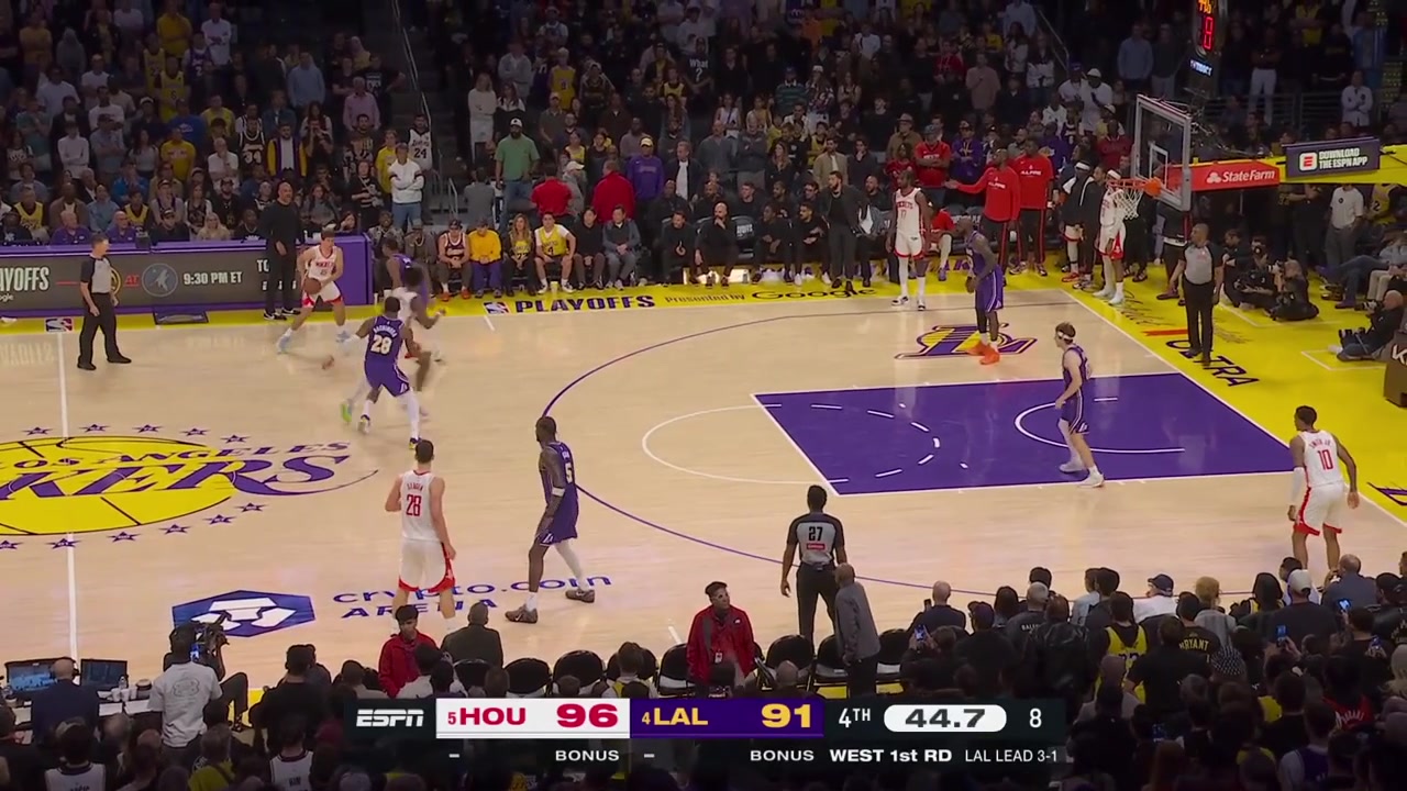 Deandre Ayton with the block LeBron James misses the 3-pointer Rui Hachimura with the rebound Austin Reaves misses the 3 and Ayton with the putback dunk to cut the lead to 3