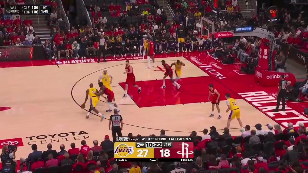 Luka signals the Rockets bench to call a timeout