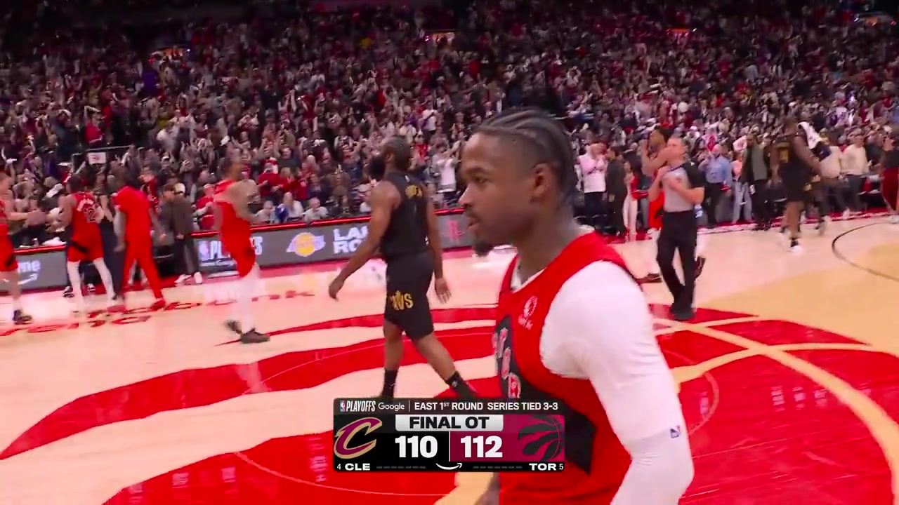 Jamal Shead yells Fuck yeah bitch in referee Mitchell Ervin's face after the Raptors win Game 6