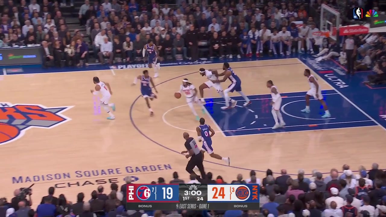 The 76ers go for Hack-A-Mitch early as Justin Edwards fouls Robinson twiceMitchell Robinson fails to score all four free throws and Brown is forced to sub him outJoel Embiid makes sure the refs see the first foul