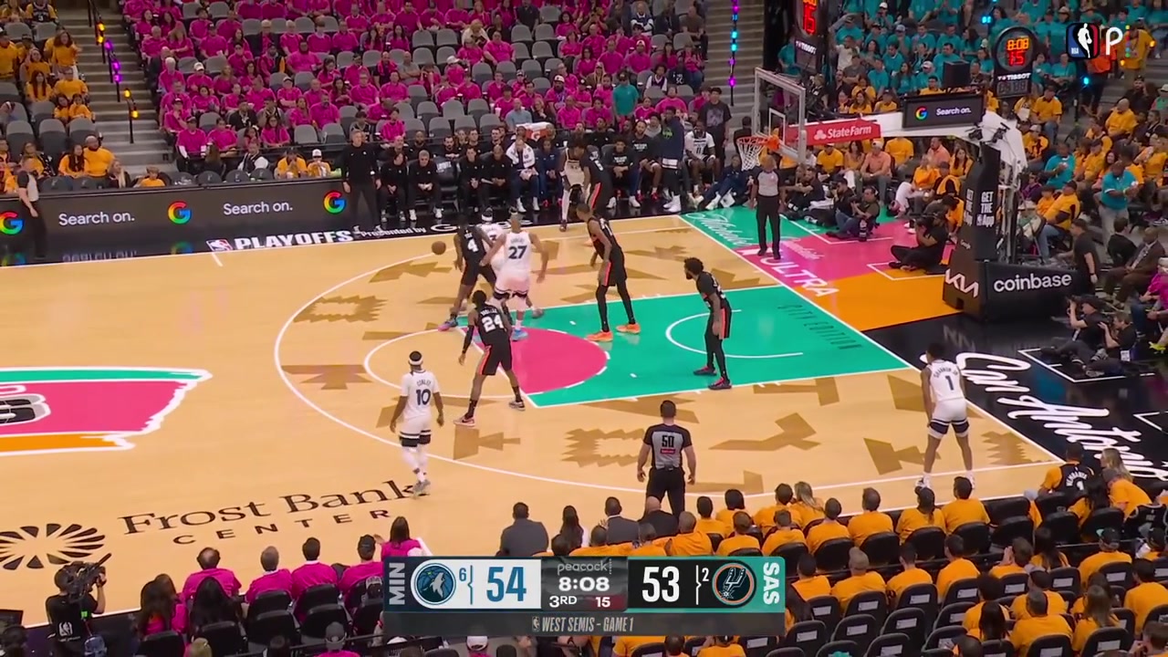 Victor Wembanyama blocks Jaden McDaniels turnaround scoop layup for his 8th block of the night with a replayThey took one block away from Wemby from the 1st half