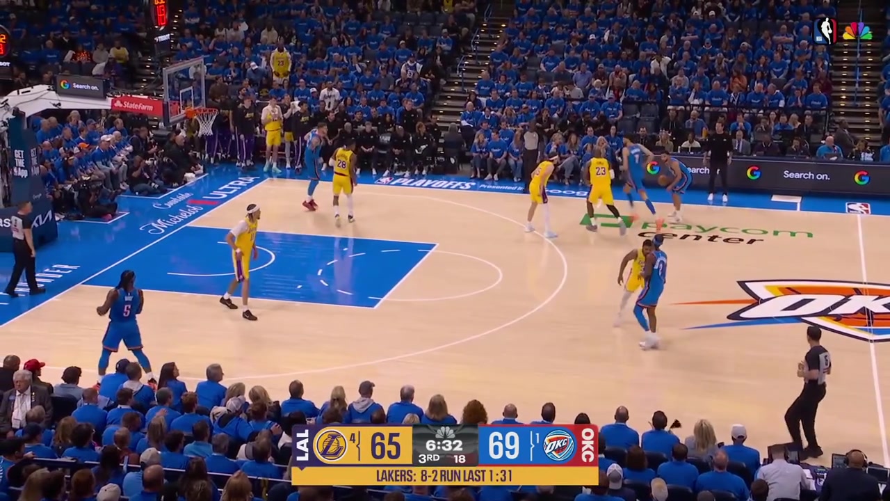 Marcus Smart pushes Shai Gilgeous-Alexander into Austin Reaves who falls on the floor in a lot of pain with replays Foul on Smart