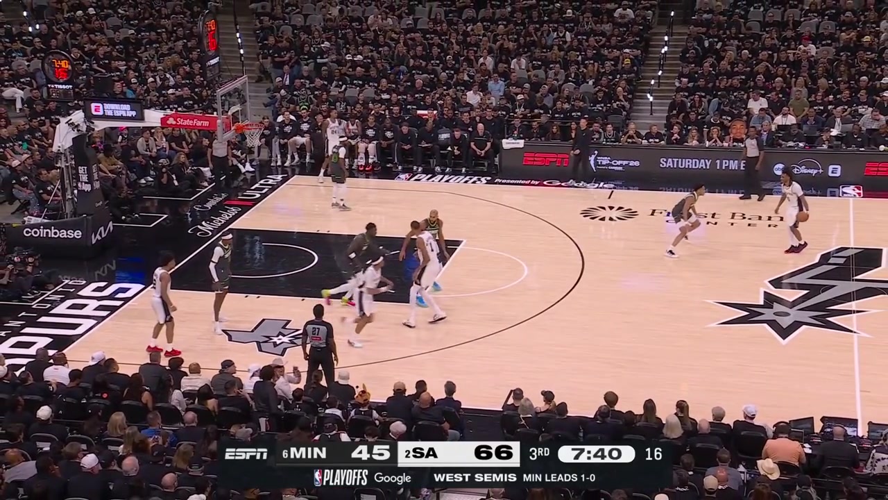 Devin Vassell hits the 3-pointer And-1 on Mike Conley with replays