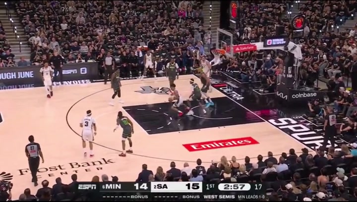 Harper scores on McDaniels which gets Tim Duncan very excited
