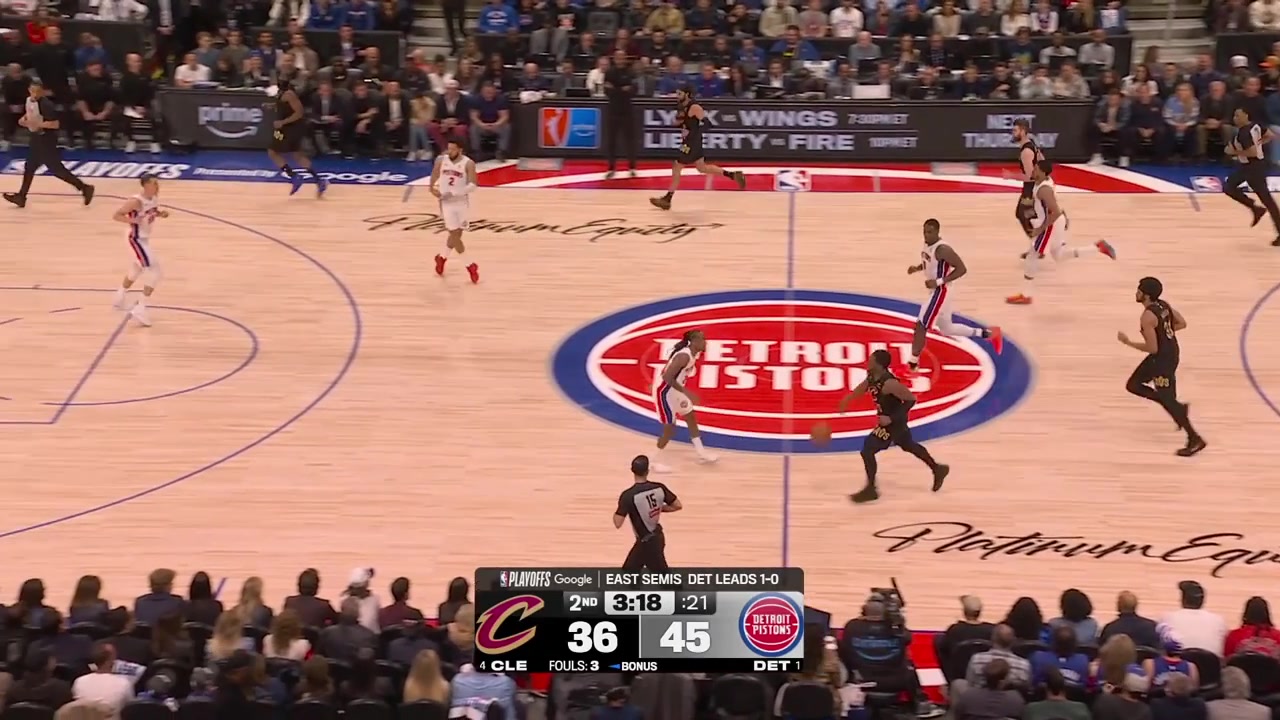 Tobias Harris with the steal and the floater at the other end as the Pistons dominate the glass