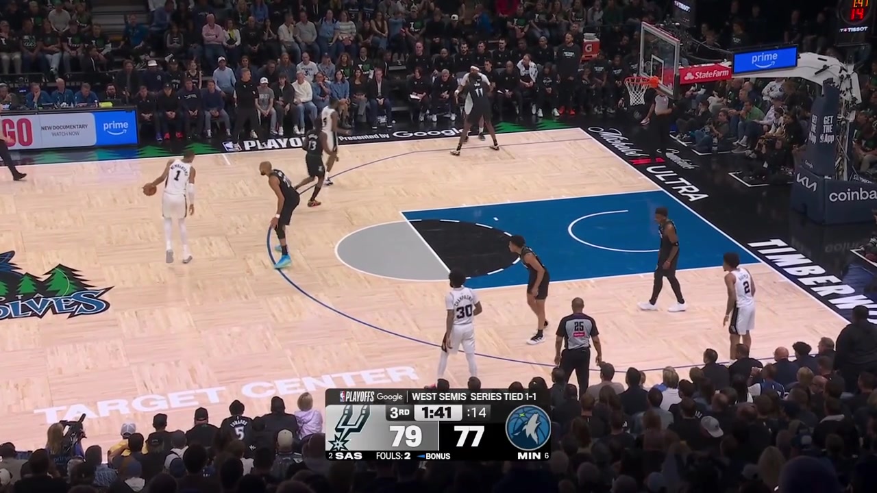 Victor Wembanyama banks in the shot through the contact with Naz Reid with replays23 points for Wemby