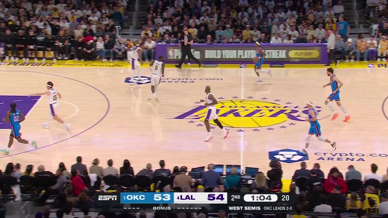 Shai Gilgeous-Alexander takes Rui Hachimura on a 1v1 and scores the step back jumper over him to give the Thunder the lead with a replay
