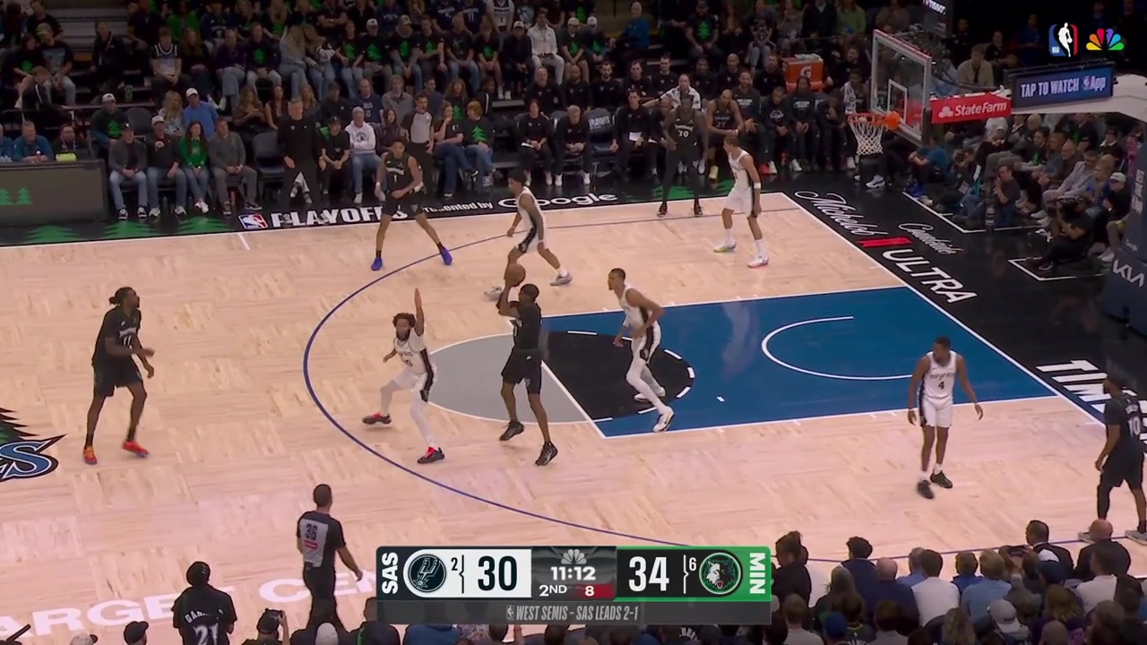Naz Reid hits the floater from the free throw line off the behind the back dribble to beat the shot clock