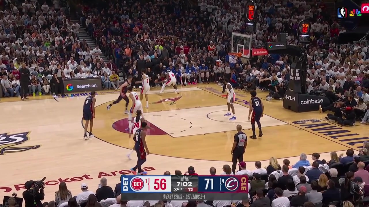 Jarrett Allen backs down Paul Reed and dunks it with force and Donovan Mitchell with the floater and the Cavaliers are on a wild 23-0 run to start the 3rd quarter with a replay
