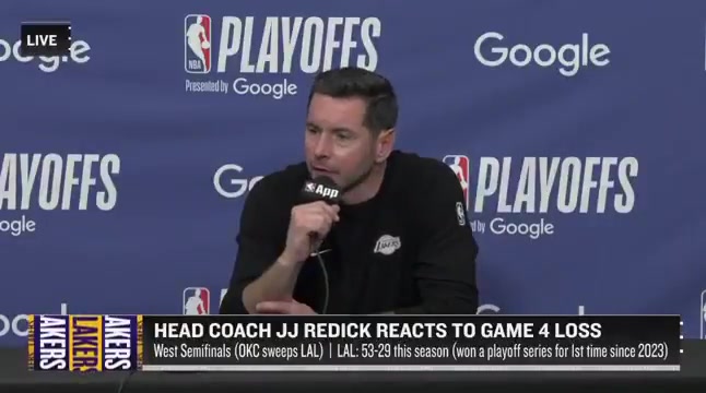 JJ Redick when asked how close the Lakers are to competiting for titles - That's what we gotta figure out this offseason Proceeds to praise his players on how they handled the season individually and collectively