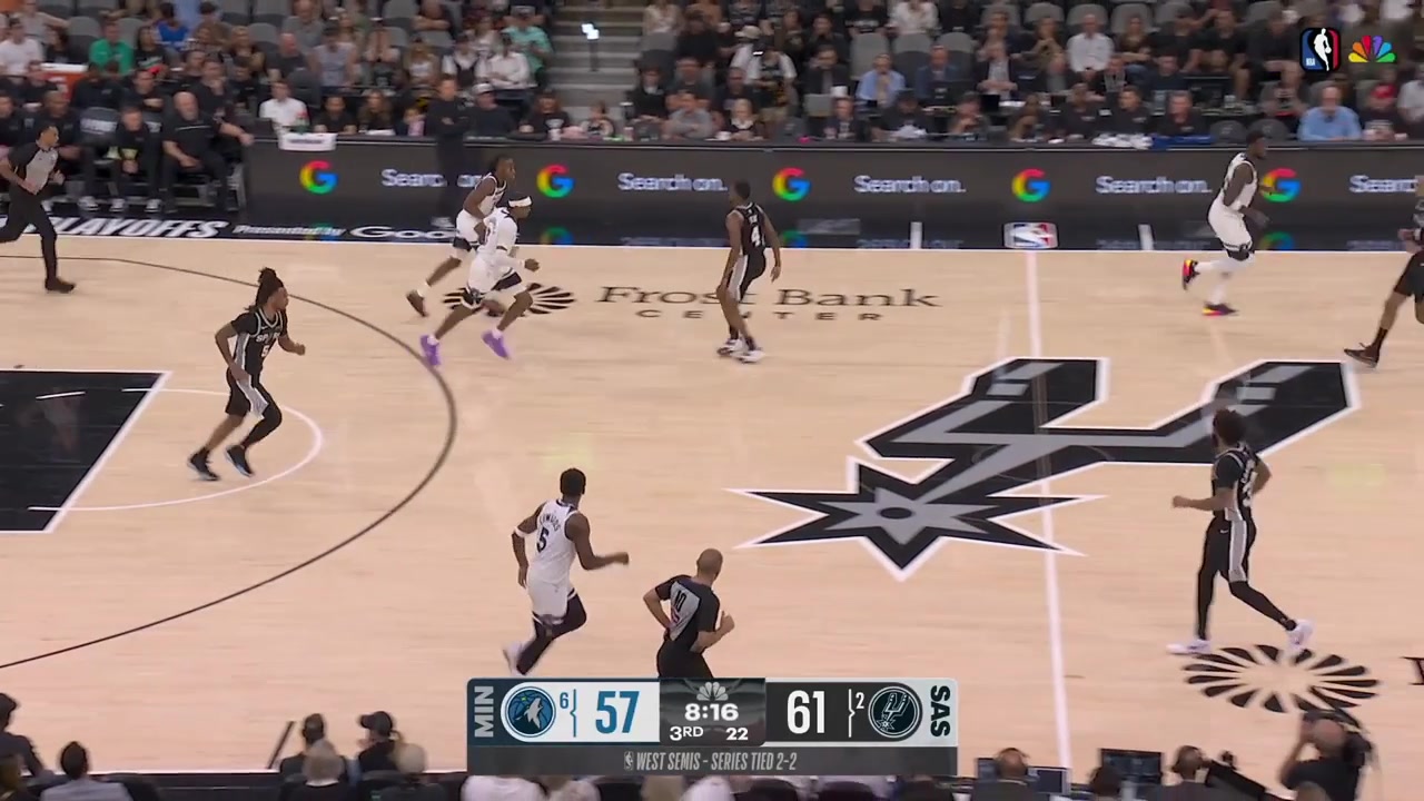 Jaden McDaniels hits the tough fadeaway jumper in the paint over Victor Wembanyama cutting the Spurs' lead to just 2 with a replayAlso a lone wolf in the crowd