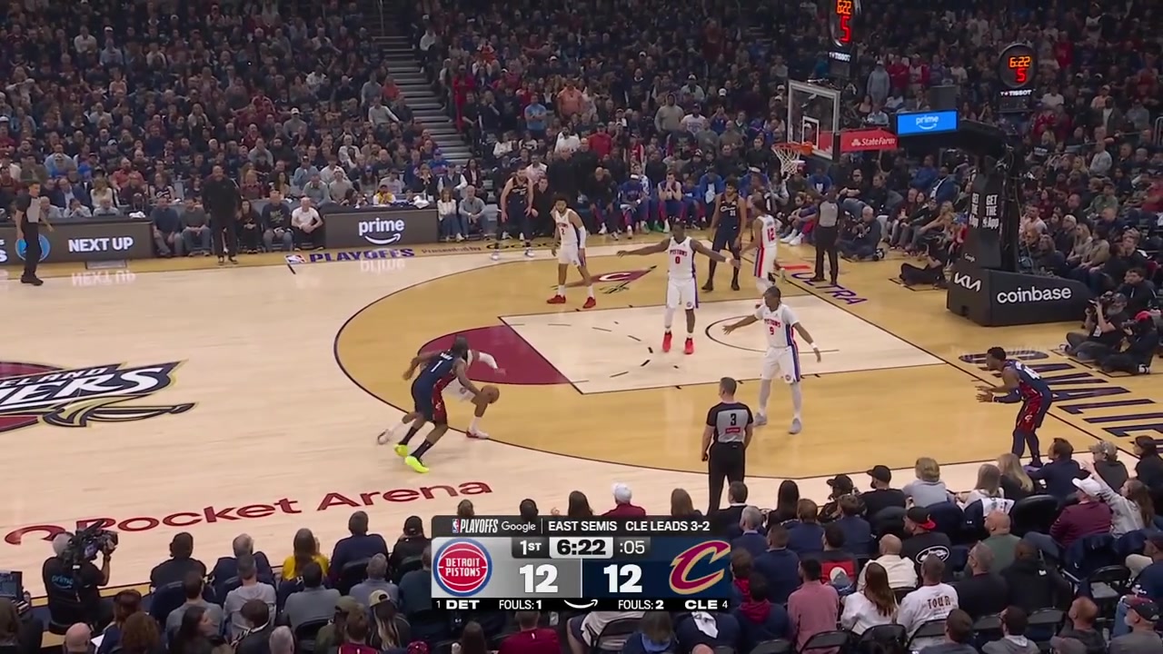 Ausar Thompson strips James Harden and continues with a horrible alley-oop pass to Cade Cunningham on a 2-on-1 fastbreak Donovan Mitchell misses the floater and James Harden strips Tobias Harris