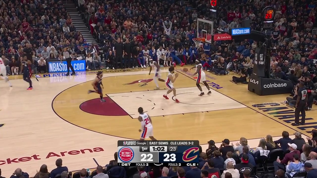 Cade Cunningham hits a 3-pointer but gets called for the offensive foul prior - no basket with a replay