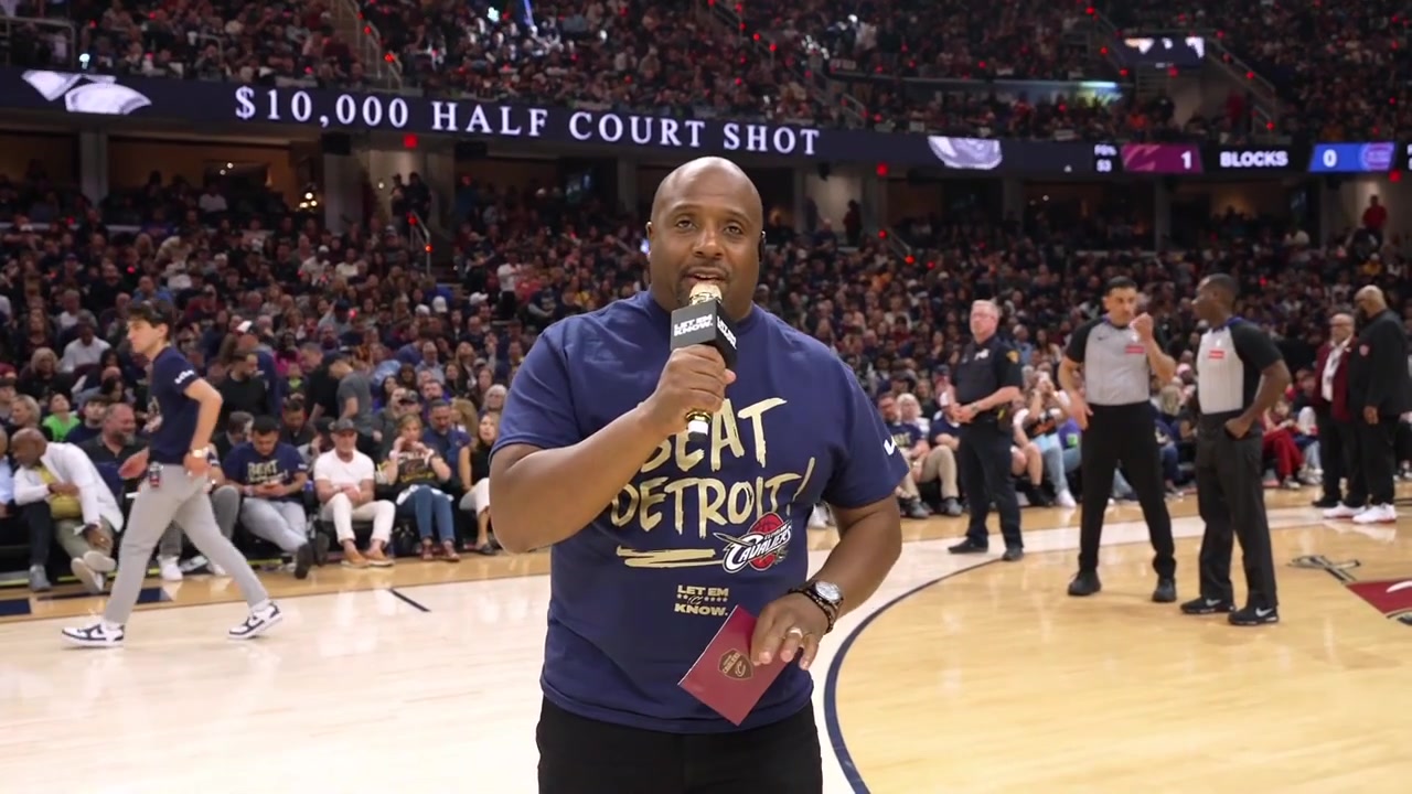 A Cavaliers fan hits the halfcourt shot to win 10K and then he does the JR Smith celebration with a replayWith a replayThe other 4 contestants fail to make the halfcourt shot