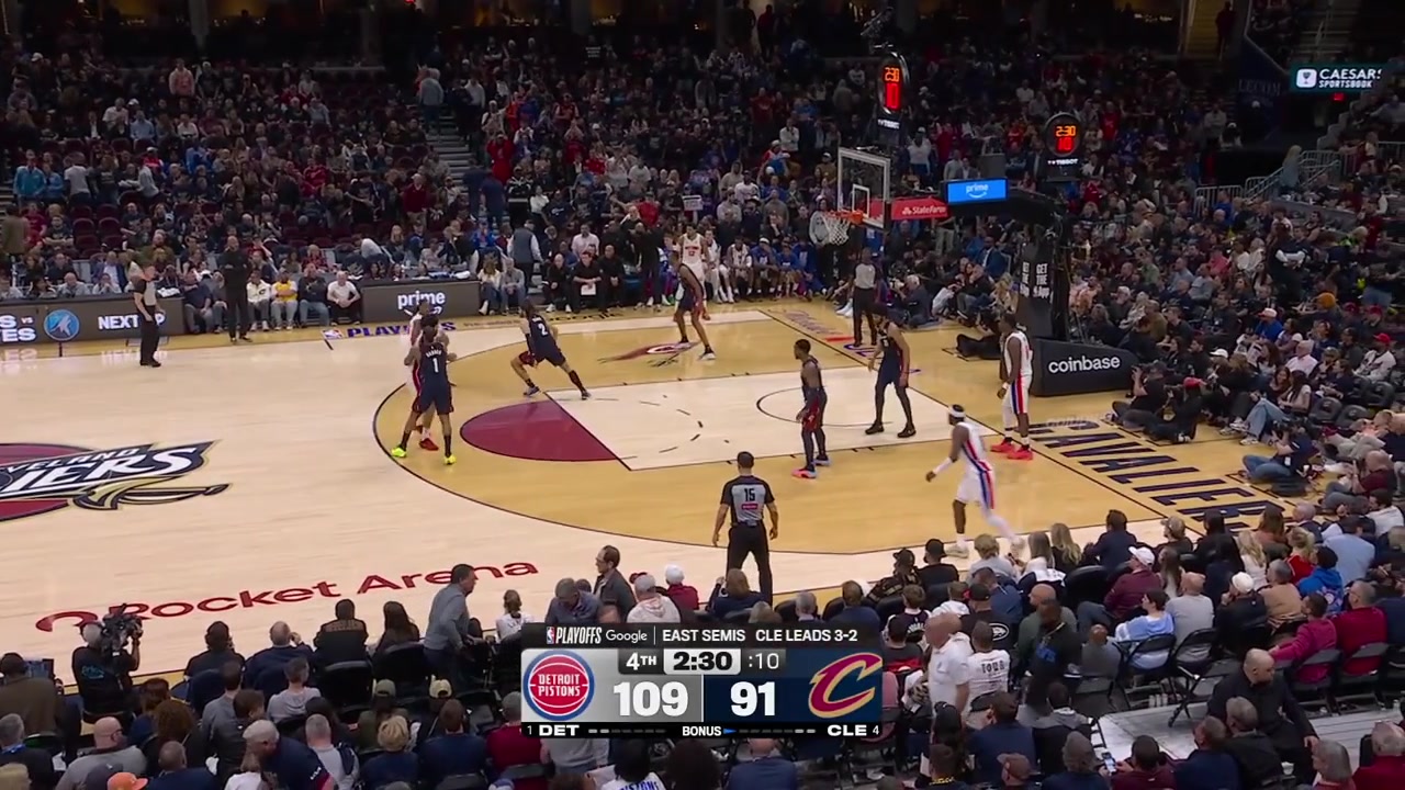 Daniss Jenkins hits a 3-pointer to seal game 6 for the Pistons forcing game 7 in DetroitSome Pistons fans wave goodbye to the local Cavaliers fans The Cavs emptied their bench after it