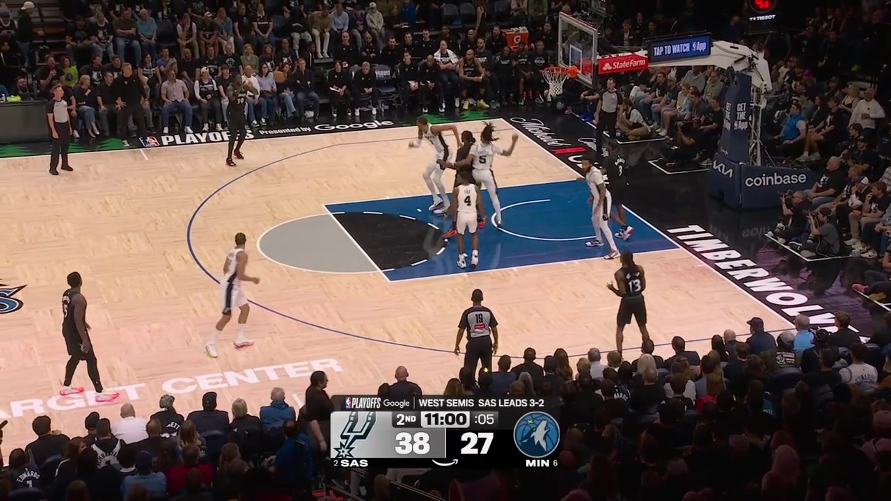 Victor Wembanyama scores the And-1 dunk off a long pass by De'Aaron Fox converting the free throw as well with replaysThe Spurs go up 14