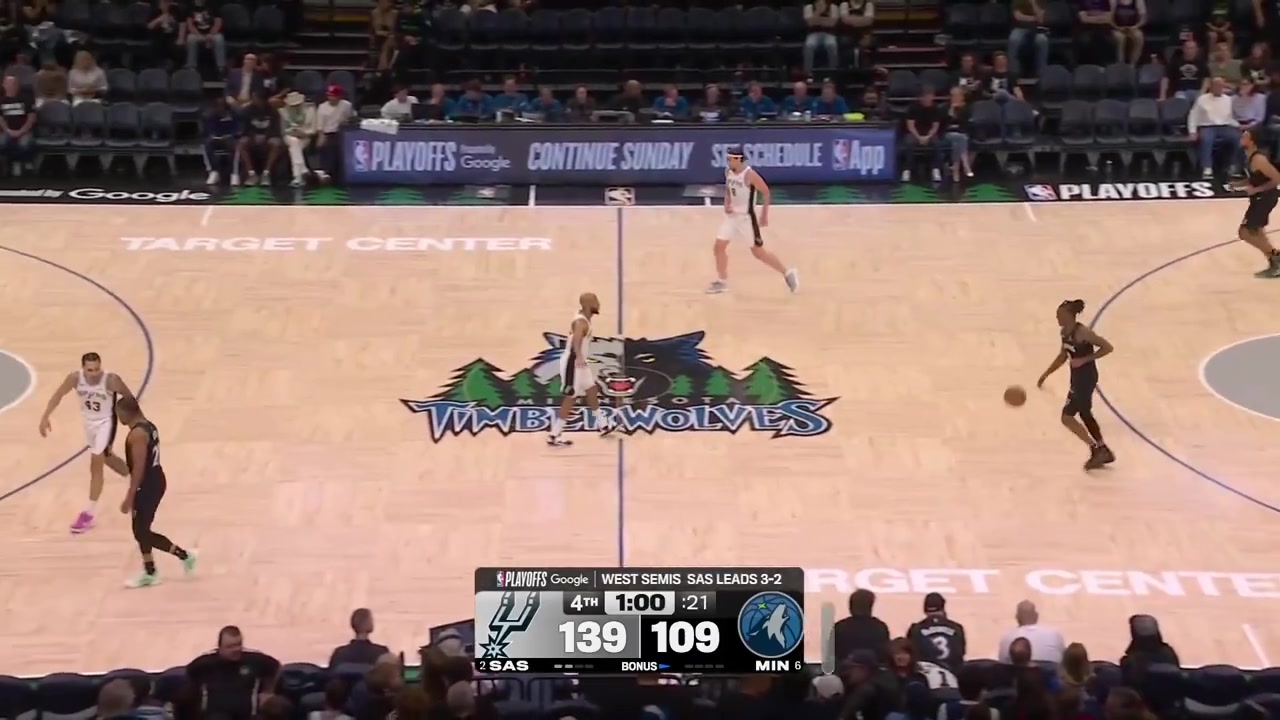 The final moments of Game 6 - Timberwolves vs Spurs - Western Semifinals - 2026 NBA PlayoffsThe Spurs win in a blowout and take the series 4-2Including postgame interview with Stephon Castle who led the Spurs tonight Wembanyama amp Gobert with a nice exchange