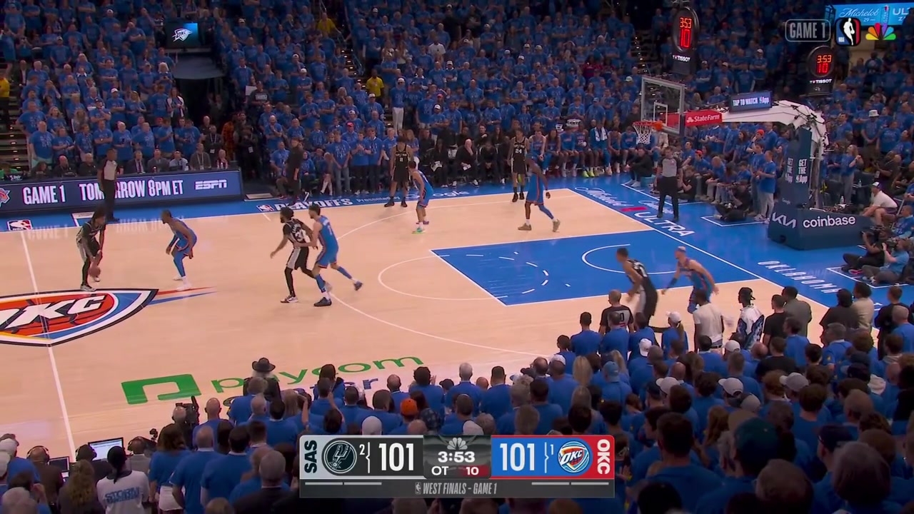 Stephon Castle dunks over Shai Gilgeous-Alexander for the first points in overtime