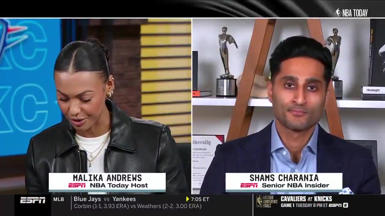 Malika Andrews introduces Charania at ESPN Let's say hello to our senior insider Charania who joins us fresh off brunch