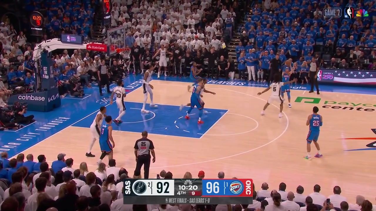 Stephon Castle's hair gets pulled by Isaiah Hartenstein no call and Jared McCain hits the 3-pointer with a replay of the pull