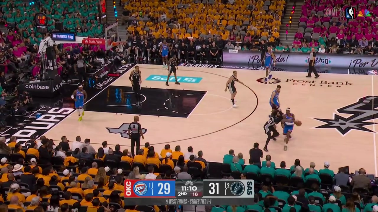 SGA steps back and hits the three to give OKC their first lead