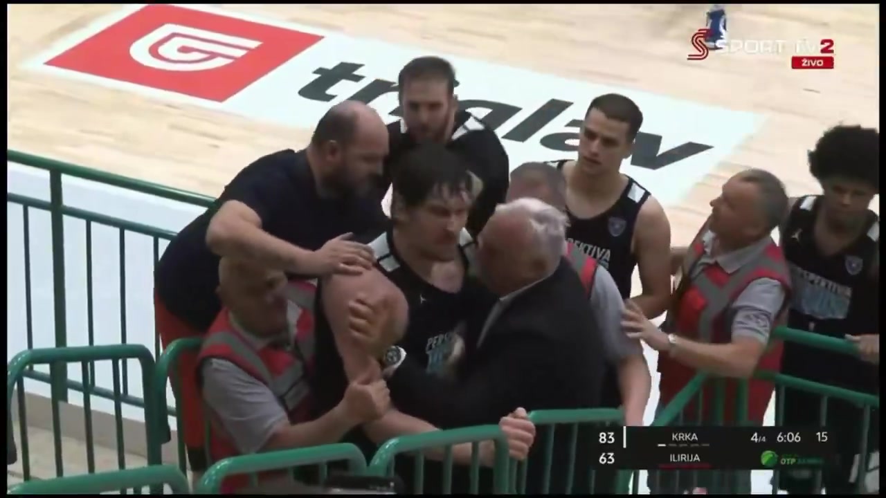 Boban Marjanovic nearly got into a heated confrontation with Krka fans before Luka Doncics father Sasa Doncic stepped in during Ilirija's Slovenian League semifinal loss