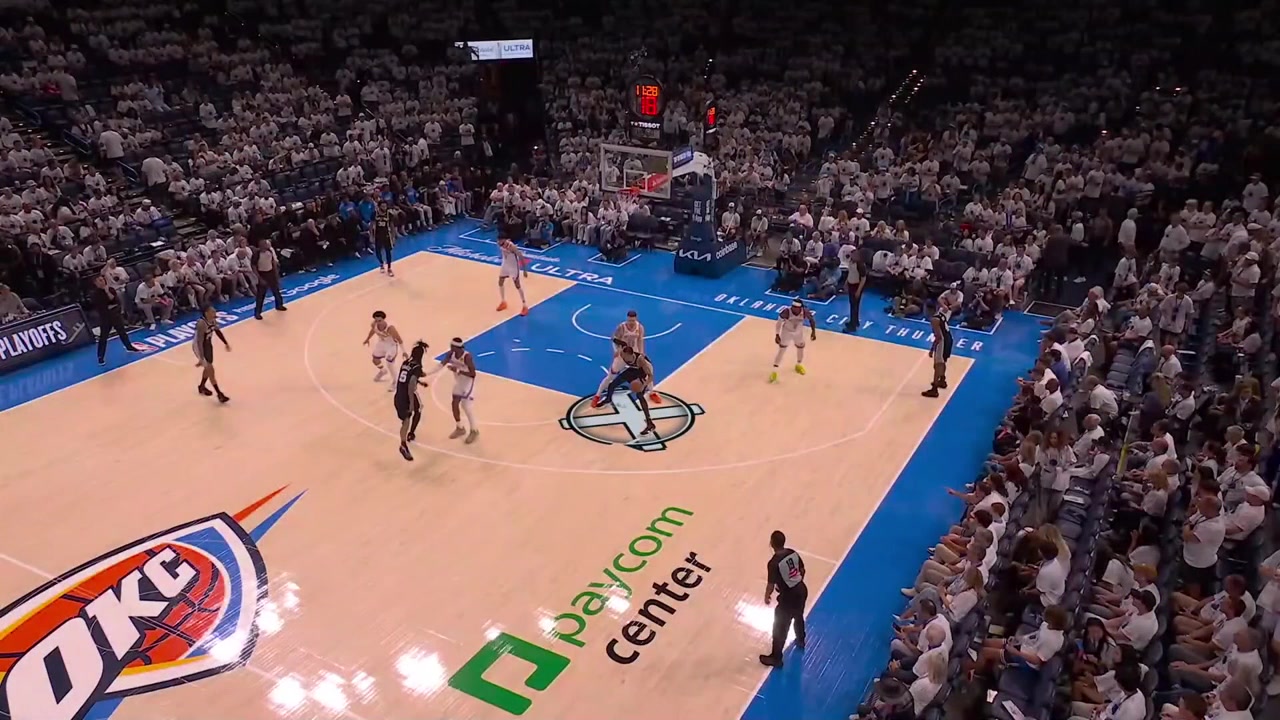 Replays of Thunder defense against Victor Wembanyama and replays of Isaiah Hartenstein highlights from the game thus far