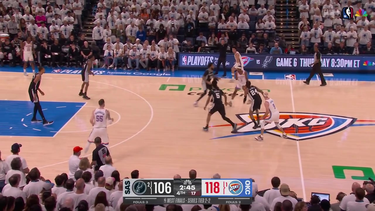 Shai Gilgeous-Alexander drives through all the Spurs defense all 5 players and scores the layup on Victor Wembanyama with replays
