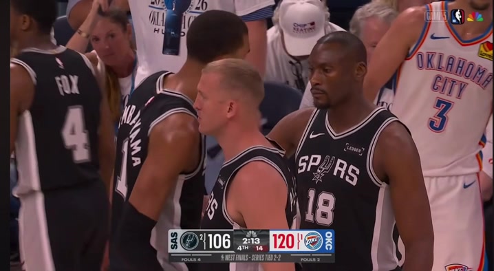 Wemby whispers something to Plumlee and Biyombo as they check into garbage time Both players instantly pick up hard fouls on Jared McCain