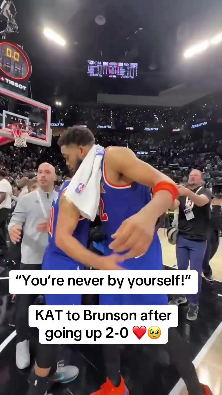 Karl-Anthony Towns to Jalen Brunson after Game 2 victory despite a rough shooting night from Brunson You're never by yourself I'm always with you step by step