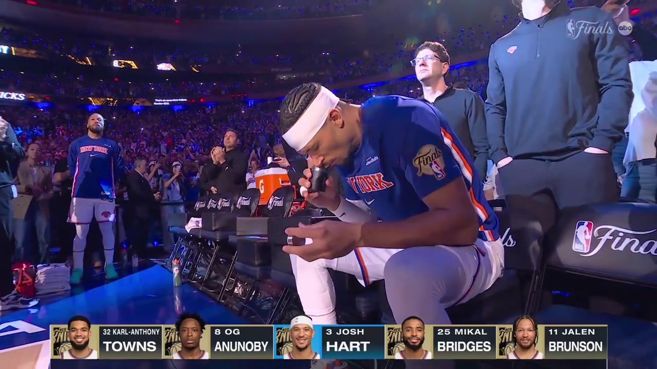 Josh Hart smells salt just before Game 3 introduction