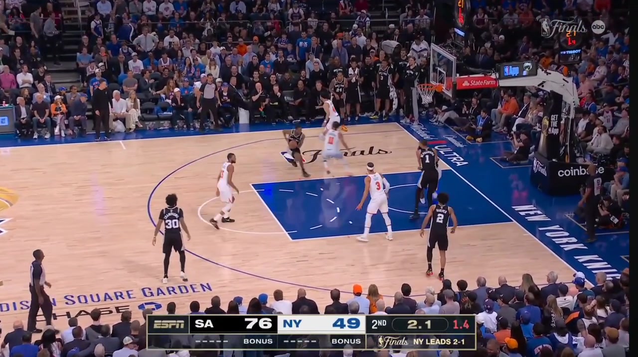 The Spurs take the biggest half time lead of any road team in NBA finals history