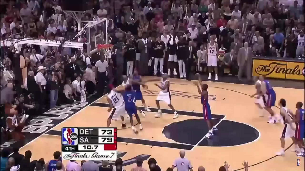 Manu Ginobili wisely dribbles out the clock in game 7 of the NBA finals
