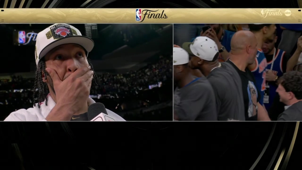 Jalen Brunson Tears Up Seeing His Dad Celebrate the Knicks' Championship