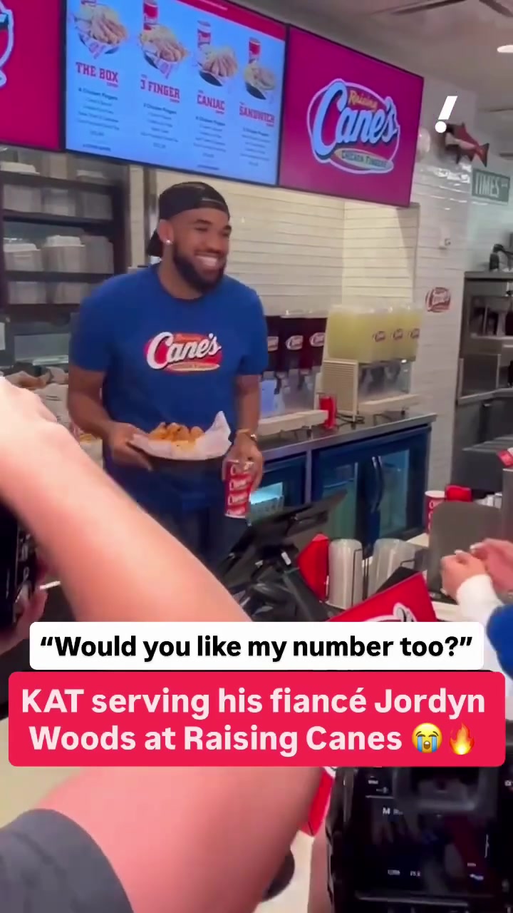 Karl-Anthony Towns First Day Working At Raising Canes After Winning Title