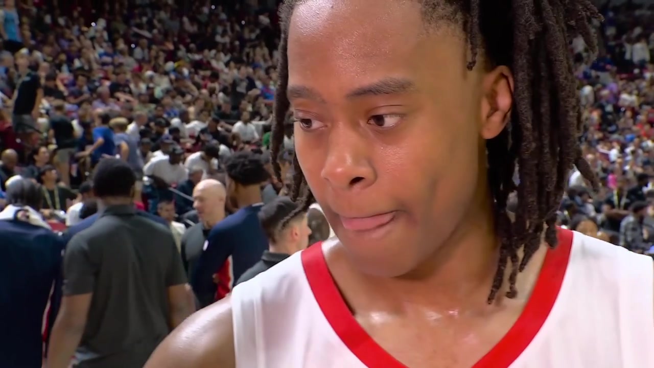 Tre Johnson on AJ Dybantsa He's been playing great He is getting into his spots getting his shots off just gotta stop shooting short and he is going to make any other shot