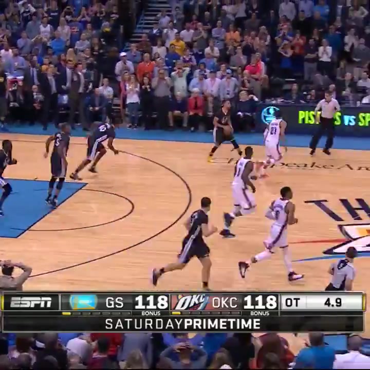 Steph shoots from way downtown to beat the Thunder on OT
