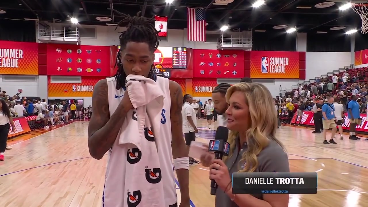 Isaiah Evans full postgame interview on the court after the win against the Indiana Pacers - Summer League