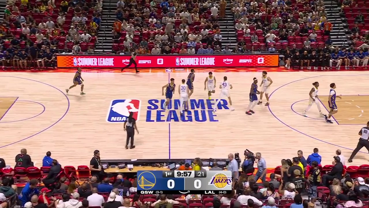 Yaxel Lendeborg with the back door cut and the layup to start the game of a pass by Graham IkeShortly after Yaxel blocks Cameron Car's 3-point attempt